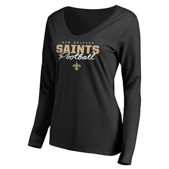 Fanatics Women’s NFL New Orleans Saints V Neck Long Sleeve Top Size Large - Picture 1 of 5